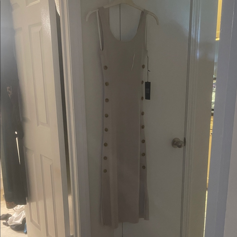Abercrombie & Fitch Cream Maxi Dress with Button Details